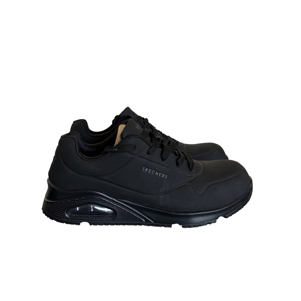 Skechers Uno SR Jina Work Shoes Womens 8 Black Composite Toe Slip Resistant Wide